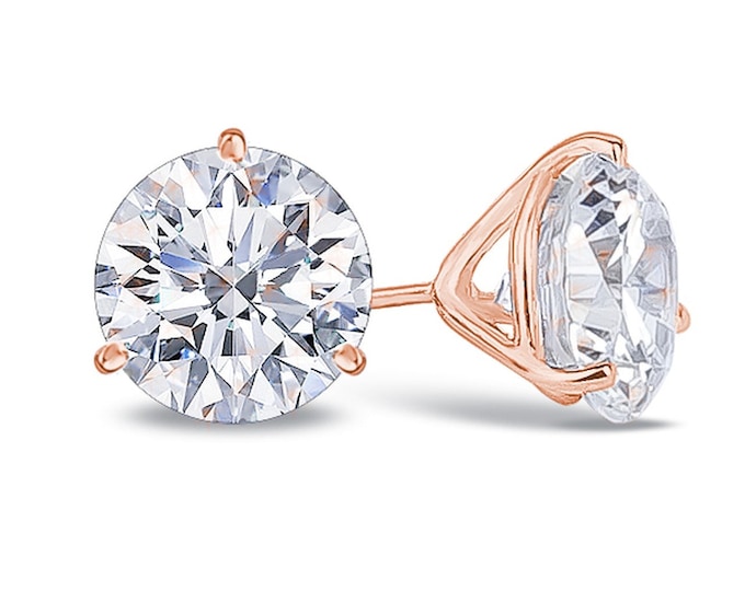 Featured listing image: 14K Gold Martini Cubic Zirconia Stud Earrings: White or Yellow Gold