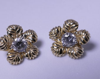 Flower Ear Jackets / Rose gold ear jackets / 14K Yellow Gold Stud Enhancers / White gold Flower earring enhancers / Small Flower Earrings /