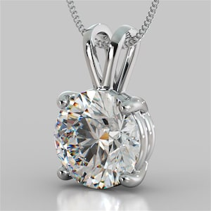 Round Cut Pendant Cubic Zirconia CZ 4 Prong Basket Setting in 14k Gold