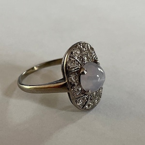 Star Sapphire Diamond European Cut Antique Vintage RING