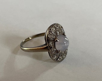 Star Sapphire Diamond European Cut Antique Vintage RING