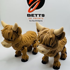 Moo-dy Moves! Articulated Baby Highland Cow- Wiggly, Cute, & 3D Printed!