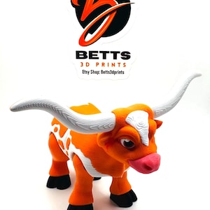 Hook &#39;Em Hörner! 3D Gedruckte artikulierte Texas Longhorn Figur