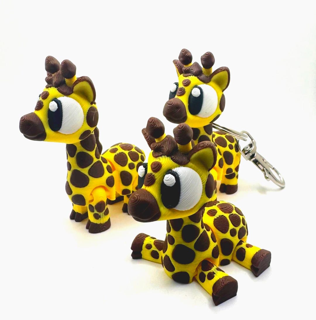 3D Printed Giraffe Keychain: Articulated Animal Bag Charm - Etsy