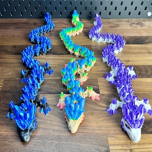 Crystal Dragon Fidget Toy – Animal de compagnie fantastique articulé imprimé en 3D | Décoration de bureau dragon arc-en-ciel | Jouet artistique viral pour collectionneurs et enfants