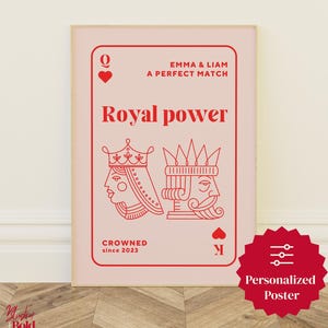 Custom Couple Poster, Personalized “Royal Power” Card, Romantic Gift, Couple Gift Idea, King & Queen Personalized Print, Valentine's Gift