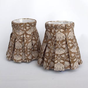 Pleated Lampshade – Khaki Floral Linen Fabric Lampshade for Wall Sconces and Chandeliers | Decorative Accent Lighting Shade