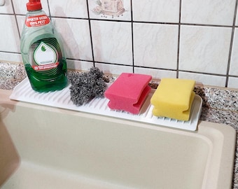 Estante para fregadero de 425 mm: estante estrecho de cocina para fregadero, esponja y jabón para platos.