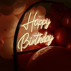 Custom Happy Birthday Neon Sign – LED Neon Light for Birthday Party Backdrop – Personalized Wall Decor | Handmade Gift Idea