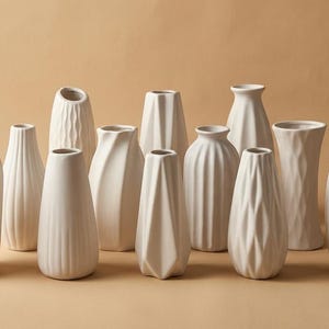 White Ceramic Bud Vases Bulk Set of 12 Small Flower Vases for Wedding Table Centerpiece Boho Home Decor