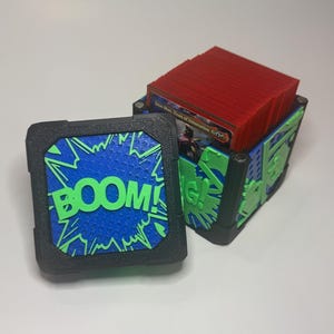 Caixa de baralho Commander com tema de história em quadrinhos MTG - 100 cartas com capa dupla | Armazenamento de cartas EDH | Designs duráveis impressos em 3D