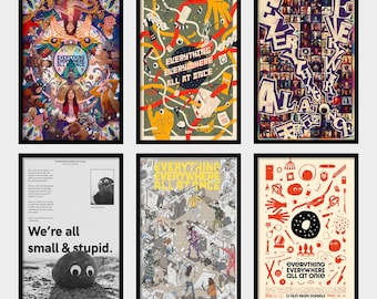 Filmposter Everything Everywhere tegelijk, HD canvaskunstdruk, ingelijst