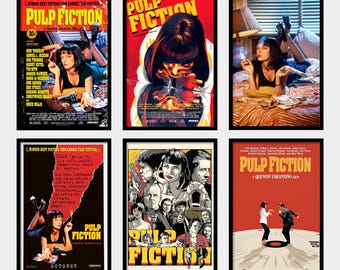 Pulp Fiction Vintage Filmplakat, HD Leinwand Kunstdruck, ungerahmte Wanddekoration, ungerahmt