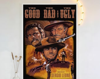 Affiche du film Le Bon, la Brute et le Truand, impression d'art sur toile HD, sans cadre