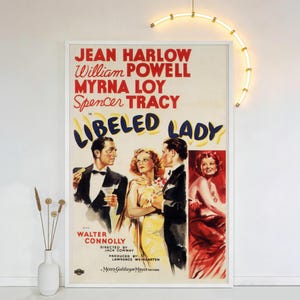 Poster del film "Libeled Lady" di Jean Harlow, stampa artistica su tela HD vintage, senza cornice