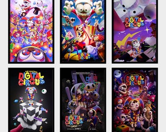 Plakat anime „The Amazing Digital Circus”, wodoodporny wydruk na płótnie, prezent dla fana anime, bez ramki