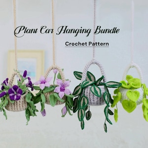 4 in 1 植物カーハンギングパターン | サツマイモのつる | 車ハンギング | 初心者向け | 感情サポートギフト | 新築祝いギフト