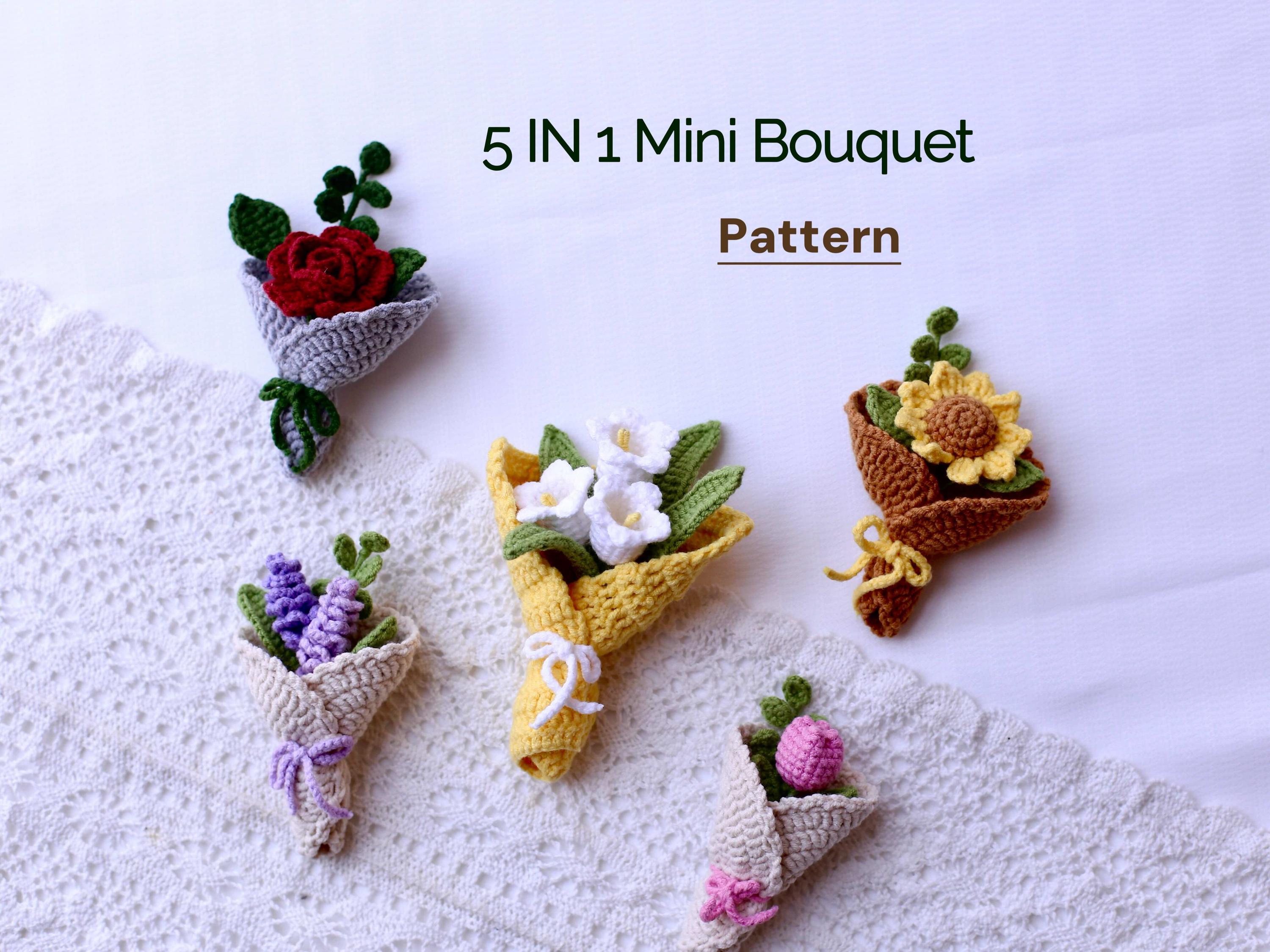 36 Crochet Birthday Gifts with Angels, Gnomes, Bouquets, and Keychains 4 5 MIni Flower Bouquet Patterns Beginner-Friendly Gift