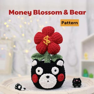 Money Blossom & Bear | Housewarming gift | Beginner-friendly | Gift idea | pdf Pattern | cute crochet pattern | amigurumi pdf