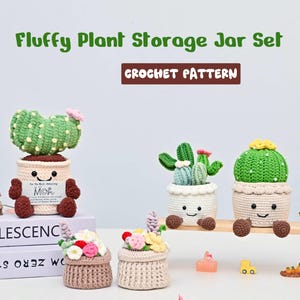 4 in 1 Fluffy Crochet Plant Storage Jar |Crochet Cactus |Housewarming gift |Beginner-friendly |mothers day gift |Gift idea |pdf Pattern|