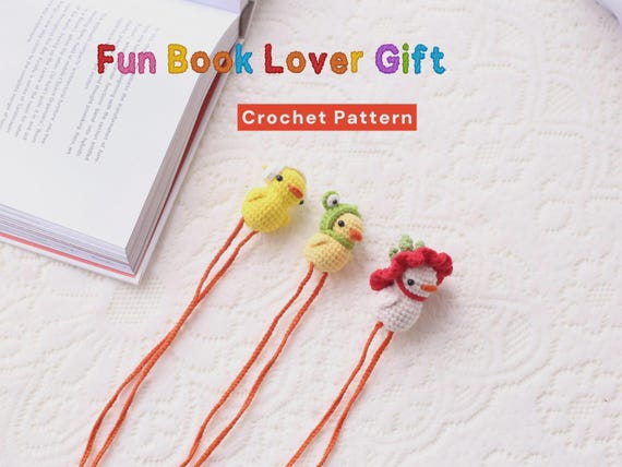 Crochet Duck Bookmark Pattern|3 Adorable Designs DIY Keychain|Bag Charm|Perfect Gift for Book Lovers & Teachers