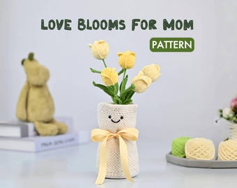 Charming Crochet Tulip Bouquet PatternT|Gift for Mother|Complete design of the bouquet and wrapping|Digital PDF Pattern|Housewarming gift