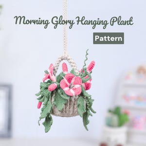 Morning Glory Hanging Plant|Housewarming gift|car accessories|Beginner-friendly|Gift idea|PDF Pattern|Crochet Pattern｜crochet trailing plant