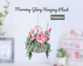Morning Glory Hanging Plant|Housewarming gift|car accessories|Beginner-friendly|Gift idea|PDF Pattern|Crochet Pattern｜crochet trailing plant