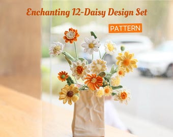 Crochet Daisy Pattern: 12-Flower Designs, April Birth Flower (PDF Pattern)