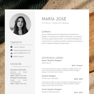 Plantilla de Currículum Profesional Editable, CV Moderno para Word Canva, Diseño Minimalista con Carta de Presentación, Descarga Instantánea