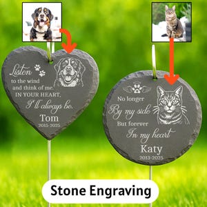 Custom Pet Memorial Stone with Stake – Personalized Outdoor Dog or Cat Loss Gift, Engraved Garden Plaque for Pet Remembrance
