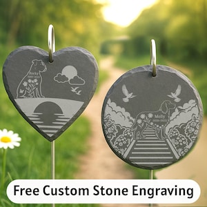 Custom Etched Pet Loss Memorial Stone, Personalized Garden Hanging Plaque, Outdoor Tribute for Dog or Cat, Remembrance Gift for Owners