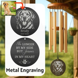 Custom Pet Memorial Wind Chime  Engraved Dog or Cat Remembrance Gift, Personalized Outdoor Loss Tribute, Pet Sympathy Garden Decor