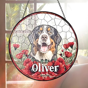 Personalized Pet Memorial Suncatcher – Custom Dog or Cat Portrait, Stained Glass Style Keepsake, Sympathy Gift for Pet Loss