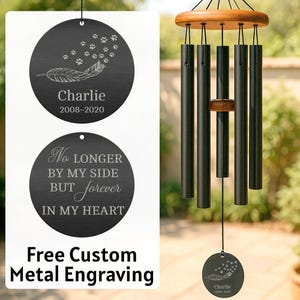 Custom Engraved Pet Memorial Wind Chime, Personalized Dog or Cat Loss Gift, Outdoor Garden Memorial Chime, Sympathy Gift for Pet Families