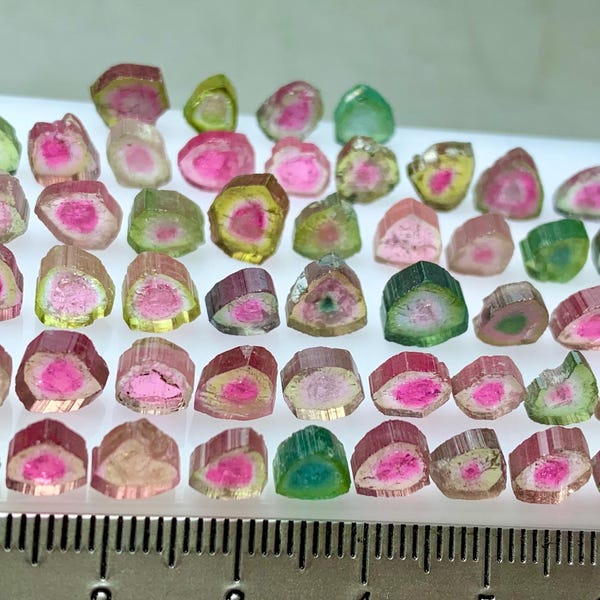 64.40 Ct Well Polished Watermelon Mix Colour Tourmaline pairs slices  From Afghanistan