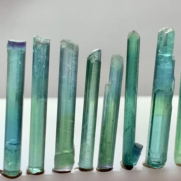 25.30 Ct  Well Terminated Blue and Green Bi Colours Tourmaline Crystals Lot From Afghanistan