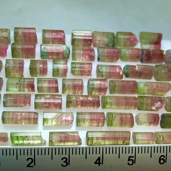 128.15 Ct Well Terminated Tourmaline Watermelon Bi Colour Watermelon Crystals Lot From Afghanistan