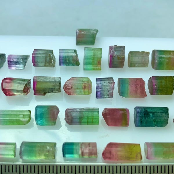 76.00 Ct Well Terminated Tourmaline Bi Colour Crystals Lot From Afghanistan