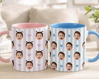 Personalized Photo Coffee Mug for Grandpa, Custom Baby Face Cup, Father’s Day Gift for Papa Pops, New Grandpa Mug from Baby