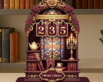 Personalized Reading Tracker Sign - Elegant Book Counter Display - Custom Books Read Tracker - Library Reading Counter - Book Lover Gift