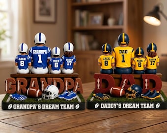 Personalized Football Dad, Grandpa Wooden Block, Dad's Dream Team Wooden Block, Dad Gift, Sports Dad Decor, Father’s Day Gift, Gift for Dad