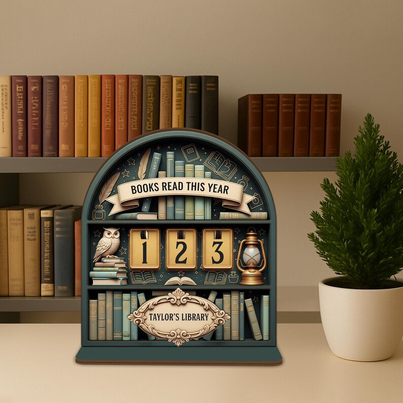Segnalibro Tracker Di Lettura Books Read This Year Con Luna E Stella, In Legno, Fino A 999 Libri, Per Biblioteche, Uffici E Camere