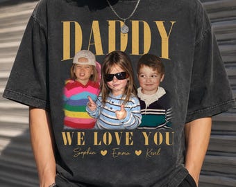 Comfort Colors® Custom Dad Vintage Photo Shirt, Custom Fathers Day Shirt With Kids Photo, Funny Dad Shirt, Best Dad Ever Shirt, New Dad Gift