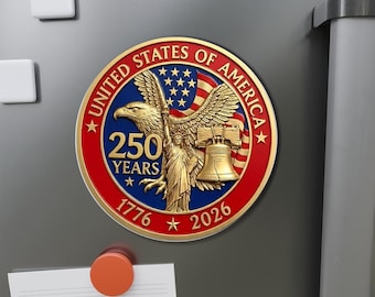 USA 250th Anniversary Magnet, United States of America 1776–2026 Patriotic Fridge Magnet, Patriotic Eagle Liberty Bell Fridge Magnet Decor