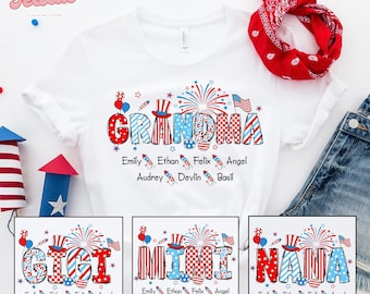 Chemise grand-père personnalisée, chemise patriotique grand-mère 4 juillet, t-shirt patriotique grand-mère 4 juillet et prénom grand-mère, 4 juillet Mimi
