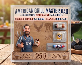 Personalized AMERICAN Grill Master Dad Acrylic Plaque, Custom Family Names, Butterfly Decor,  Gift for Mother, Mother’s Day Keepsake