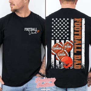 Custom Football Dad Shirt with Kids Name, Custom Name and Number Football Shirt, Football Dad Gift, Football Season Tee, Sports Dad T-Shirt