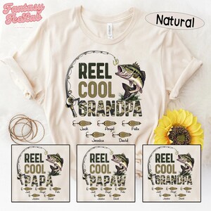 Personalized Reel Cool Papa Grandpa Fishing T-Shirt, Fishing Lover Grandpa Shirt, Fishing Gift for Grandpa, Father’s Day Gift