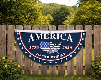 America 250th Birthday Pleaing Bunting Flag, 1776–2026 Patriotic USA Independence Decor, 250th Anniversary America Semicircle Flag